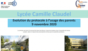 Lire la suite à propos de l’article Nouvelles modalités de fonctionnement du lycée, protocole sanitaire renforcé à partir du 9 novembre