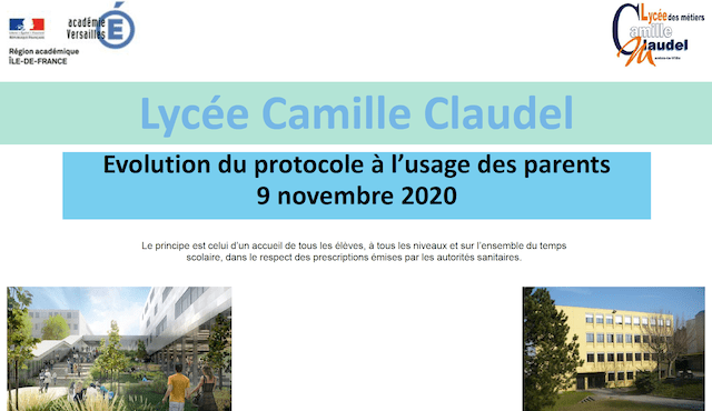 Lire la suite à propos de l’article Nouvelles modalités de fonctionnement du lycée, protocole sanitaire renforcé à partir du 9 novembre